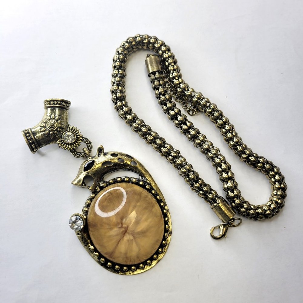 Large Dragon Or Serpent Pendant Statement Necklace - image 4